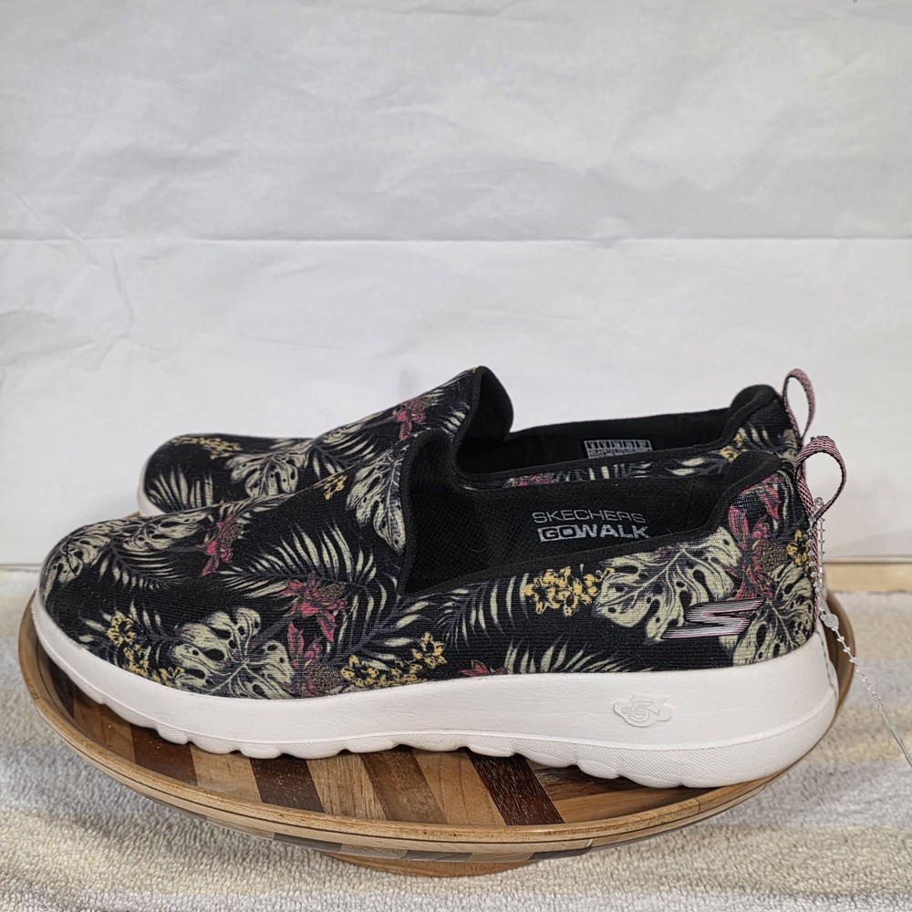 Skechers GoWalk Air Cooled Goga Mat Slip On Shoes Womens Size 8 Black Floral - Picture 3 of 15